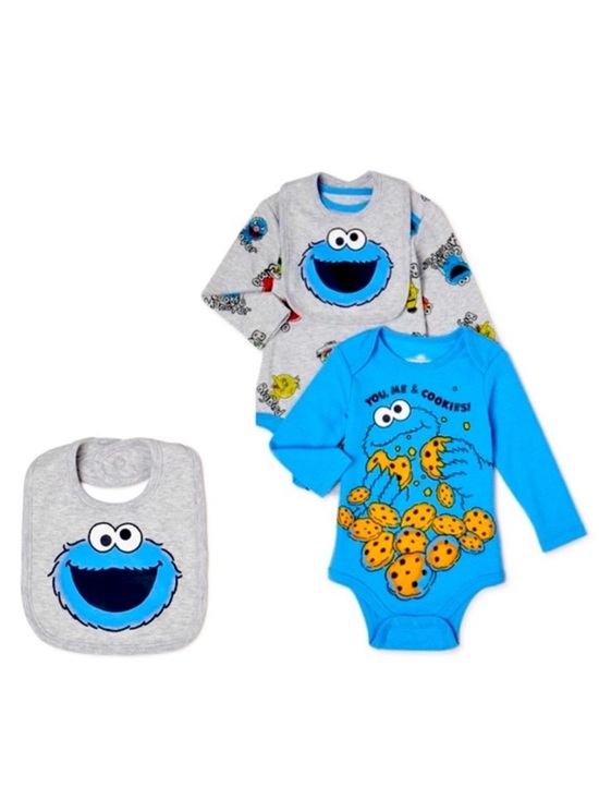 Sesame Street Other - Sesame Street Cookie Monsters Bodysuits & Bibs
